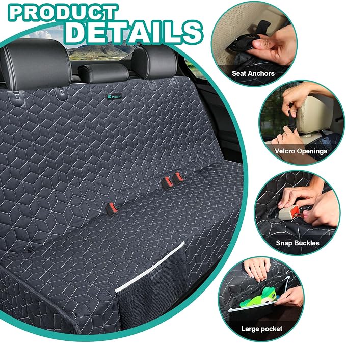 Meginc Dog Car Seat Covers for Back Seat,Waterproof Pet Bench Seat Covers for Trucks Ford f150/Ram1500/Nissan Frontier/Toyota Tacoma/GMC Canyon/Silverado Scratch Nonslip Truck Seat Cover for Dogs