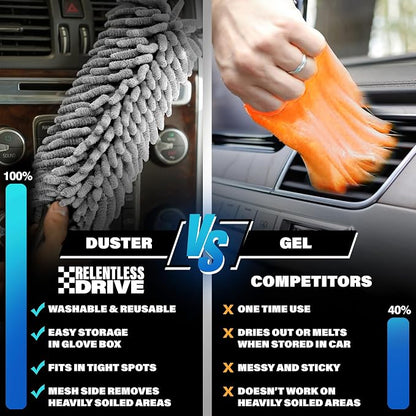 Relentless Drive Car Duster Interior 14" – Ultimate Dash Duster for Women & Men, Chenille Car Accessories Interior, Lint & Scratch-Free