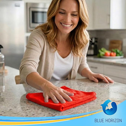 Red Microfiber Cleaning Towels, 3 Dozen Dual-Sided Cleaning Cloths Bulk Pack, Ultra Soft Plush Wash-Cloths, Micro-fiber Detailing Cleaning Cloths for Car, Household and Commercial (Red, 16" x 16")