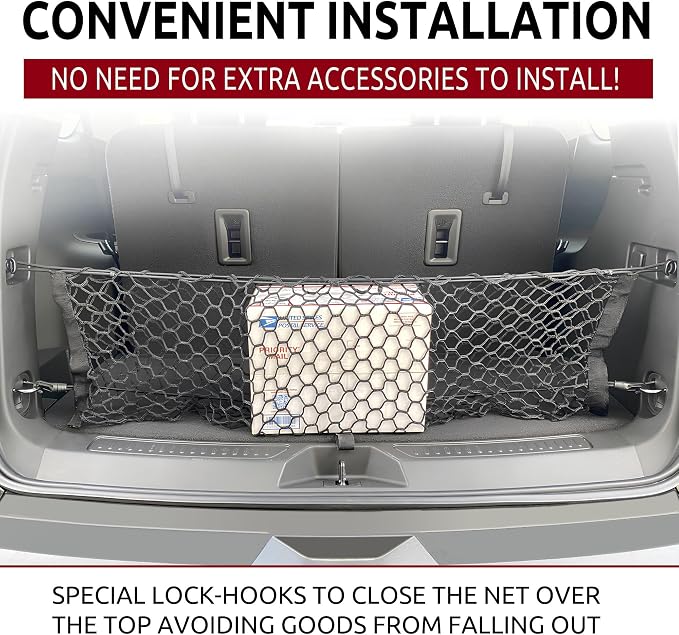 Envelope Style Trunk Mesh Cargo Net for GMC Acadia Buick Enclave Chevy Traverse 2010-2025, Automotive Exterior Accessories - Premium Car Storage Organizers, Cargo Bed Net For Pickup Truck