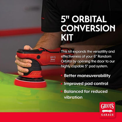Griot's Garage 5" Orbital Conversion Kit for Car Detailing, Polishing, Waxing, Swirl and Scratch Removal, Includes 5" Backing Plate, Correcting, Finishing and Wax Pads, 10515