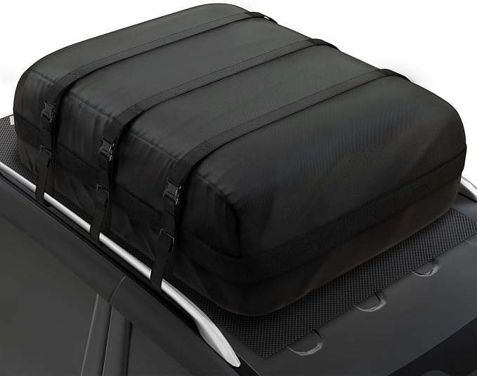 iBirdie Roof Rack Cargo Carrier 36.4 Cubic Feet, XXL Soft-Shell Rooftop Cargo Box, Waterproof Heavy Duty 1200D for Car with/Without Roof Rack, Includes Anti-Slip Mat, Door Hooks, 56x45x25 inches