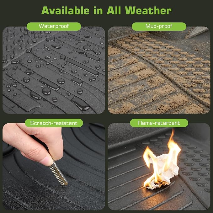 Floor Mats for VW Tiguan 2018-2024 (Only Fit for 5 Seats), TPE Waterproof Non-Slip All Weather Protection Custom, Floor Mats & Cargo Liner