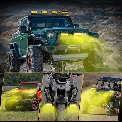 Auxbeam 5inch 68W Amber Fog Light Side Shooter LED Bar with Golden Yellow Spot Flood Combo Beam, Waterproof Offroad Fog Light for UTV ATV Jeep Wrangler Motor Truck Boat