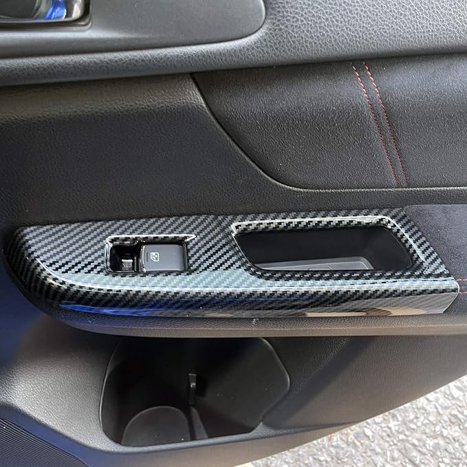 HIGH FLYING Carbon Fiber Grain Car Interior Accessories Window Switch Regular Cover Trim Kit ABS 4pcs LHD ONLY for Subaru WRX STI 2017 (Only Fit Year of 2017)