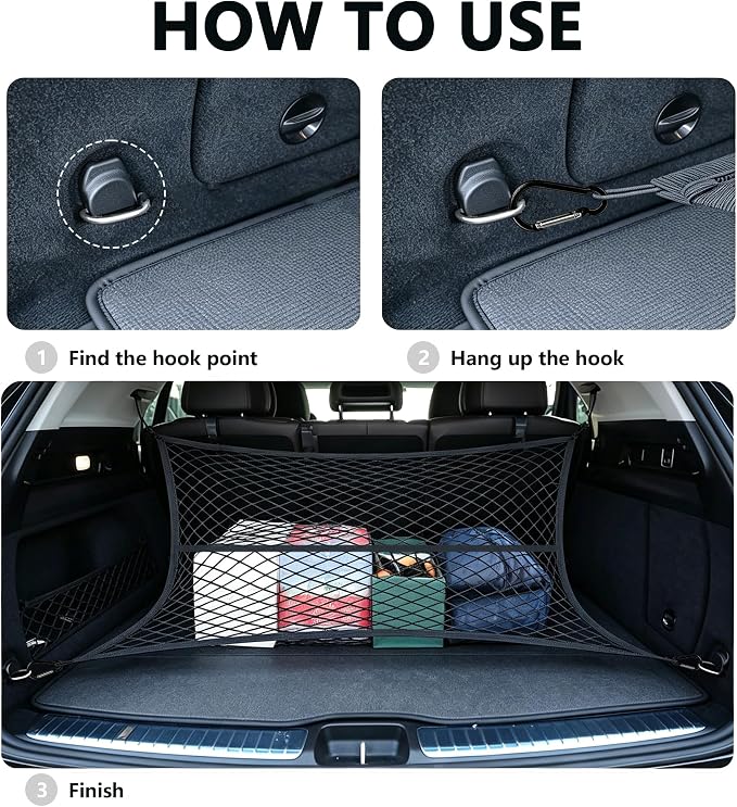 Cargo Net Suitable for Daily Light Loads of SUV Trucks,Mesh Organizer 4'x4' Stretches to 7'x7',Highly Elastic Truck Bed Net for Pickup Truck Bed