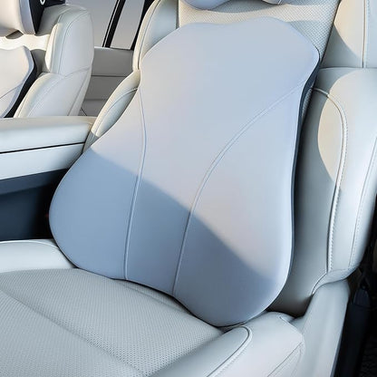 Lumbar Support Pillow for Car, Memory Foam Back Cushion for Driving Seat, Truck Accessories Travel Essentials, Back Pain Relief, Washable Cover, Plus Size Lower Back Support Fits Most Cars (Gray)