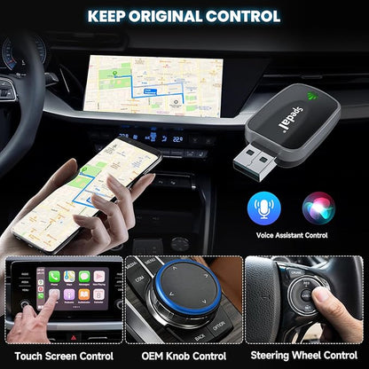 Seamless Auto-Connect CarPlay Adapter, Upgrade 2in1 Wireless CarPlay & Android Auto Adapter, Plug & Play, WLAN Dual-Band 2.4G+5G, Auto Reconnect, Compatible with After 2016 Cars with Wired CarPlay