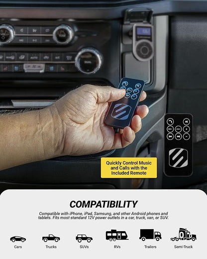 Scosche BTFMPD Universal Bluetooth Handsfree Car Kit with FM Transmitter and 18-Watt USB Car Charger, Silver