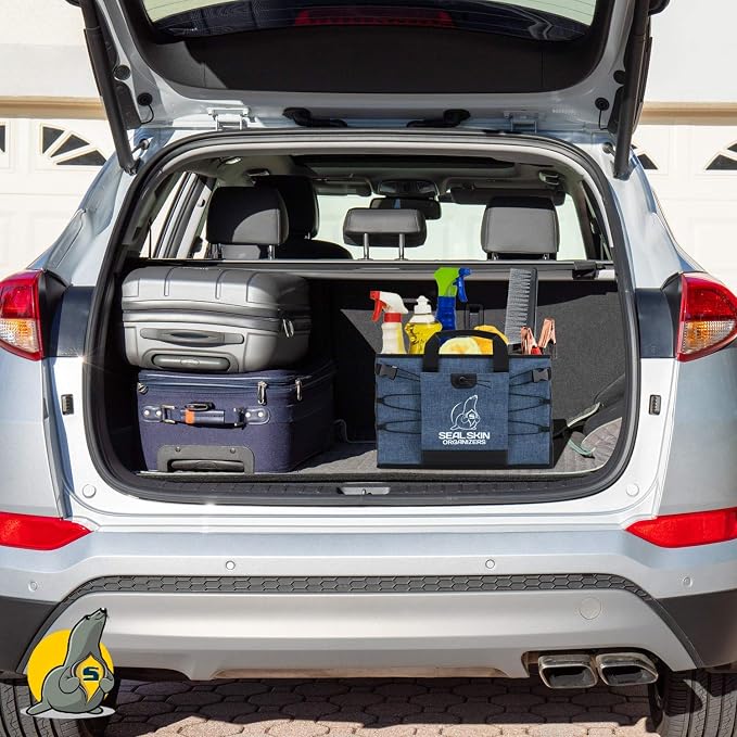 Seal Skin Covers Trunk Organizer for SUV, Car & Truck - Premium Heavy Duty and Collapsible with 3 Adjustable Sizes - Lightweight and Portable Storage Organizer - Easy to Use and Install in Any Vehicle