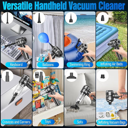 Handheld Car Vacuum Cleaner Cordless,18000PA High Power Portable Vacuum Cleaner&Air Duster,3 Gear,7 in 1 Small Vacuum Cleaner Rechargeable,Mini Hand Held Vacuum for Car Home Office Keyboard