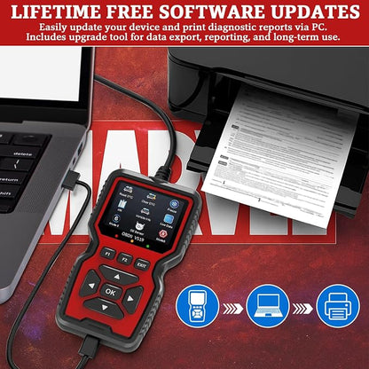 Professional OBD2 V519 Scanner - 2026 Upgraded OBDII + CAN Code Reader, Live Data, Battery Test, 40000+ DTC Library, I/M Readiness, Check Engine Light & Smog Test - All Vehicles After 1996