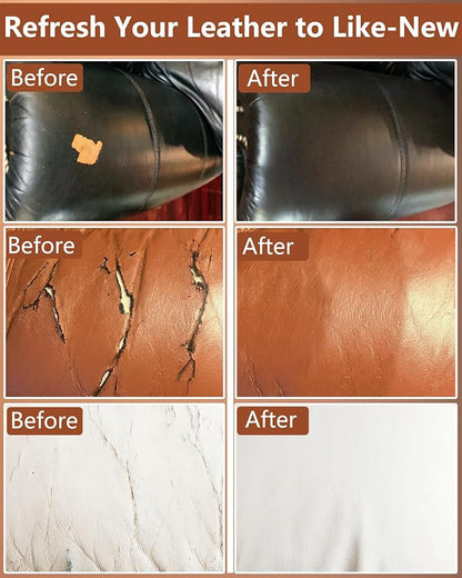 Leather Repair Kit for Furniture - 10 Color Vinyl Repair Kit for Sofa/Jacket/Car Seats/Purse/Shoes/Couch - Fix Scratches/Tears/Holes/Peeling on Bonded/Pleather/Genuine