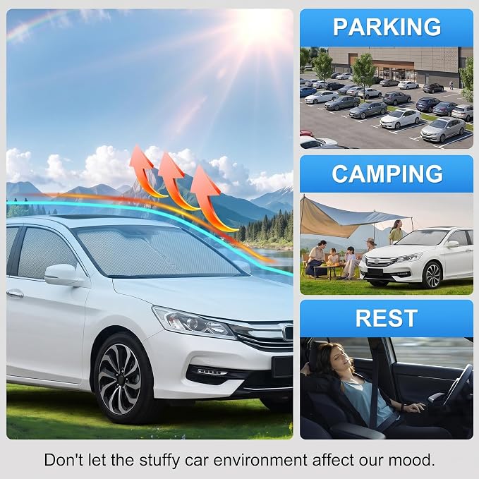 Windshield Sun Shade Sunshade for Honda Accord 2013-2017 | Custom Fit Windshield Cover, Blocks UV Rays, Double-Layer Heat Shield, Durable Frame, Easy Fold & Storage
