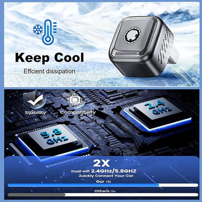 Ultra Mini Wireless CarPlay Adapter for iPhone ＆Android – 2026 Next-Gen 2 in 1 Wireless CarPlay ，5s Auto Reconnect, One-Click Switch for Two Phones, 5.8GHz WiFi+Bluetooth5.4，Adapter Stable & No Lag