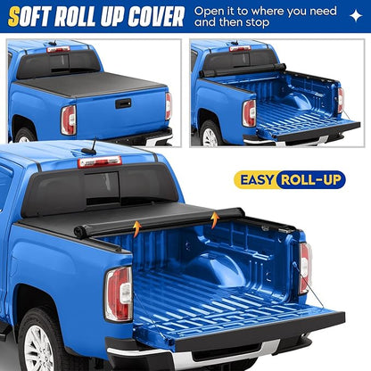 Soft Roll-up Truck Bed Tonneau Cover for Ford F150 2015-2025, Fleetside 8 ft 97.6 in Bed