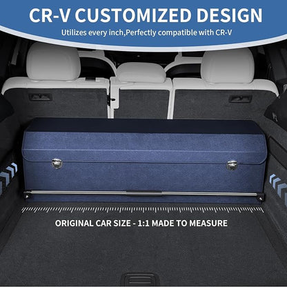 Car Trunk Organizer for Honda CR-V 2017-2022, Collapsible Sturdy Trunk Storage Container with Lid and Handle Large Leather Car Trunk Storage (Blue,39.7 x 11.4 x 12.2in)