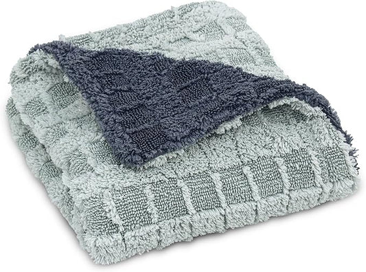 LIVOS 1000GSM Car Drying Towel, 18" x 24" Dual Sided Microfiber Towels for Cars, Ultra Absorbent Lint & Scratch-Free, Edgeless Twisted-Loop, Premium Wash Towel, Check Silver&Grey