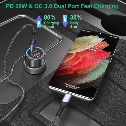 USB C Car Charger 5 Pack, Bangfun 36W Dual Port PD&QC 3.0 Fast Charging 12V USB Car Charger Cigarette Lighter Adapter Plug for iPhone 15 14 13 12 11 Pro Max SE,iPad,Samsung,Pixel(Black)