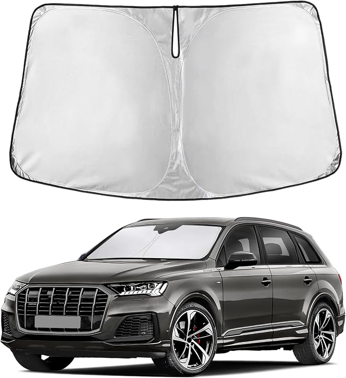 EcoNour Windshield Sunshade Compatible for Audi Q7 2016-2024 2025 2026, Sun Visor for Front Windshield & Window Sun Shade Cover, UV Heat Blocker & Protector, Car Accessories