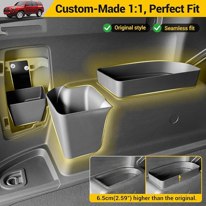 Rear Trunk Organizer for 2010-2024 Toyota 4Runner 5-Seat 2nd Row Accessories, Storage Bin Trunk Side Storage Box Cargo Tray for 10-24 4 Runner(4Pcs Trunk Organizer,Not for 7-Seat)
