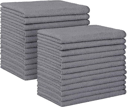 HOMEXCEL Grey Microfiber Cleaning Cloth, 24 Pack Absorbent Cleaning Rags, Lint-Free, Streak-Free Cleaning Towels for Car Kitchen House, 12"X11"