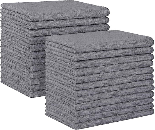 HOMEXCEL Grey Microfiber Cleaning Cloth, 24 Pack Absorbent Cleaning Rags, Lint-Free, Streak-Free Cleaning Towels for Car Kitchen House, 12"X11"