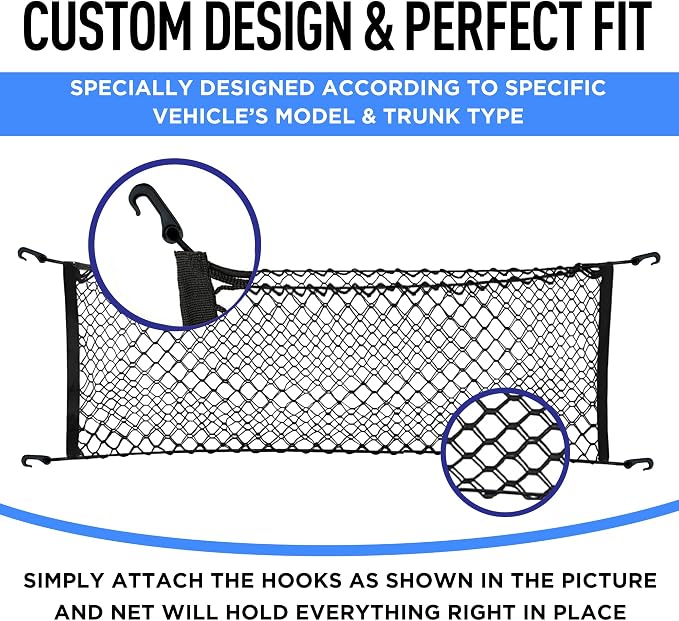Envelope Style Automotive Elastic Trunk Mesh Cargo Net Accessories for Subaru Impreza 2017 – 2024 & Crosstrek 2018 – 2024 - Premium Trunk Organizers and Storage - Luggage Nets for Vehicles