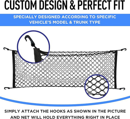 Envelope Style Automotive Elastic Trunk Mesh Cargo Net Accessories for Subaru Impreza 2017 – 2024 & Crosstrek 2018 – 2024 - Premium Trunk Organizers and Storage - Luggage Nets for Vehicles