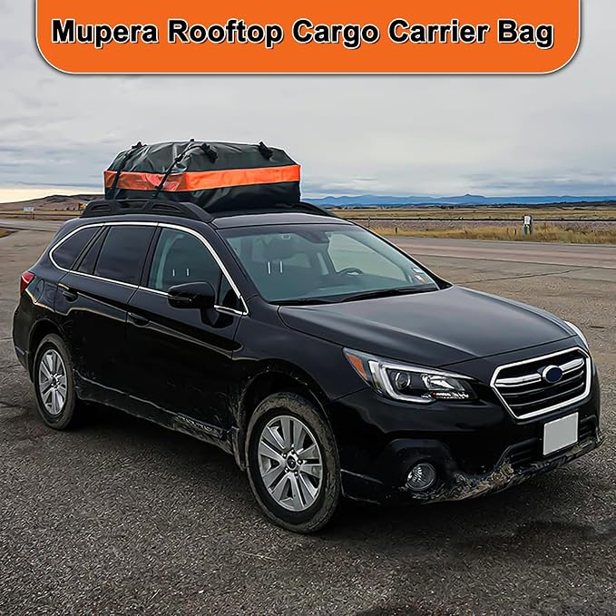 Mupera 15 Cubic Ft Waterproof Rooftop Cargo Carrier, Upgraded Anti-Slip Mat, 6 Door Hooks & Lock for Cars SUVs with/Without Roof Rack