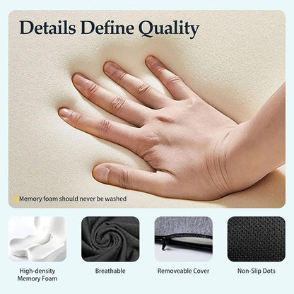 Ergonomic Memory Foam Seat Cushion, Lumbar Support Non Slip for Truck Driver Long Driving Office Chair Back Tailbone Pain Relief Black
