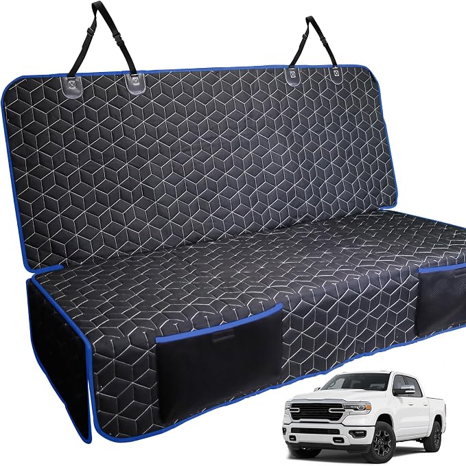 Meginc Back Seat Cover for Dogs, Washable Bench Seat Covers for Trucks,Dog Car Seat Covers for Ford f150/Ram1500/Nissan Frontier/Toyota Tacoma/GMC Canyon/Silverado (Blue)