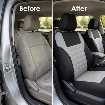 FH Group Automotive Car Seat Covers Full Set Premium 3D Air Mesh Front Seat Covers, Airbag Compatible & Split Bench Cover Universal Fit Interior Accessories for Cars Trucks and SUVs - Gray