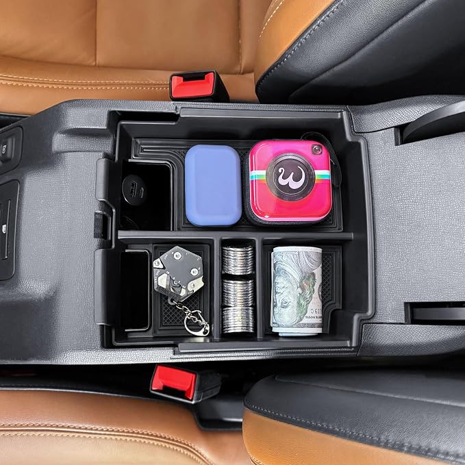 EDBETOS 2025 Upgrade Center Console Organizer for Ford Bronco 2025 4-Door Console Insert Tray Full Size Bronco Secondary Armrest Storage Box w/Coin Holder (Not for 2-Door & Bronco-Sport)