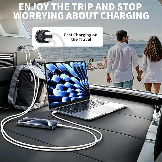 USB C Car Charger, 2Pack 60W Dual USB C Adapter Fast Charging Power Delivery Adapter Fast Type C Car Charger Plug Compatible with iPhone 17/17 Pro/17 Pro Max/16 Plus/15 Pro/Galaxy S26/S25/Pixel(Black)