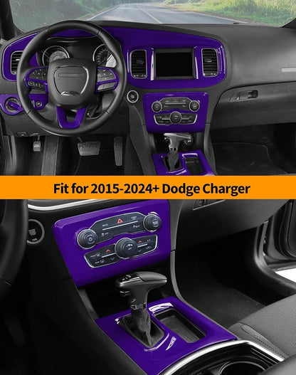 Hoolcar for Charger Purple Interior Accessories Trim Kit fit for 2015-2024+ Dodge Charger Center Console Gear Shift Dash Dashboard Decor Cover Trim, 12pcs