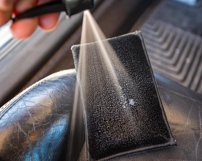 Double-Sided Scrub Pad, Interior Car Cleaning, Effective on Dashboards, Center Consoles, Door Panels, Plastic Trim, Leather Seats, Safe for Leather, Plastic, Vinyl, 3-Pack (Black)