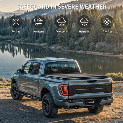 OEDRO FRP Hard Tri-fold Tonneau Cover Fits for Toyota Tundra 2022 2023 2024 2025 2026 (Excl. Trail) 5.5ft Bed with Deck Rail System, Weather-Resistant