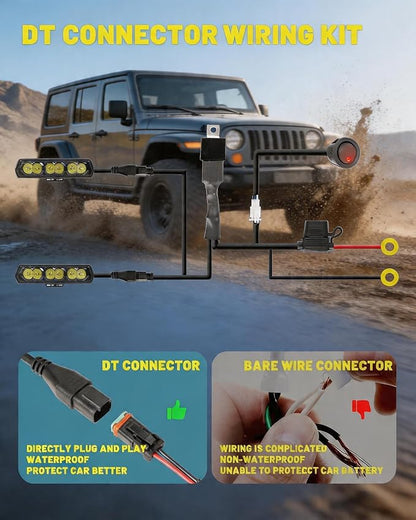 LED Light Bar 6 Inch Roof Bumper Lamp Offroad for 4x4 Trucks SUV ATV UTV | 2PCS 120W Spot Beam IP68 Waterproof Single Row Driving Lights Backup Lighting with Wiring Harness Kit Slim Light Pods