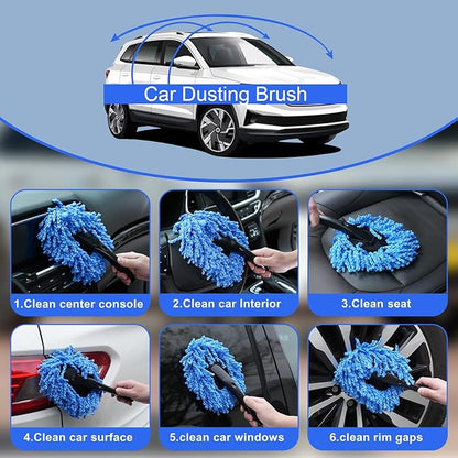 Windshield Cleaner Tool, 14Pcs Car Interior Cleaning Kit, Car Detailing Kit Interior Cleaner, Car Detailing Brushes, Car Cleaning Gel, Inside Cleaning Supplies Accessories for Women Men