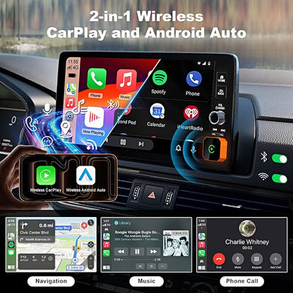 Wireless CarPlay Adapter 2026 Upgraded 2-in-1, Plug & Play for Apple iPhone iOS 10+ & Android 11+, Compact Mini USB/Type-C Port, Fast Auto-Reconnect & Stable No-Latency Connection