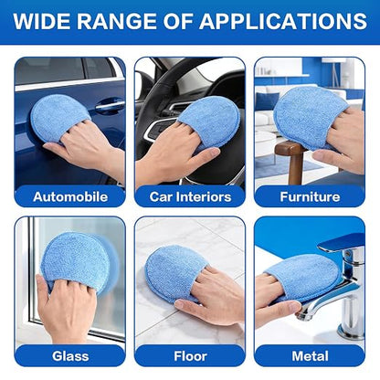 6 Pack Microfiber Wax Applicator Pads, Car Wax Applicator with Finger Pocket, Detail & Polishing Foam Pad for Car Cleaning and Best Polishing (5 inch)