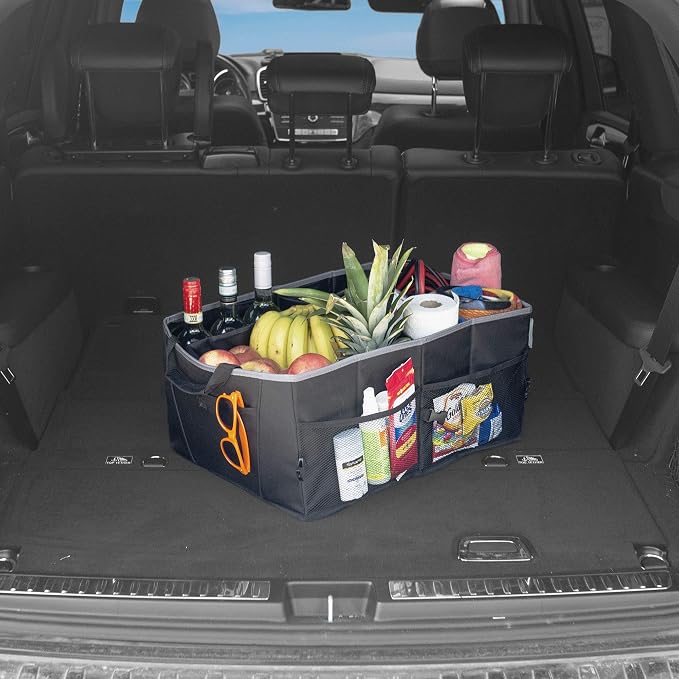 FH Group E-Z Travel™ Collapsible Multi-Compartment Car Trunk Organizer, Cargo Storage Organizer for Cars, SUVs, and Trucks Gray