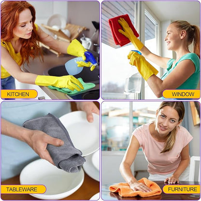 Nuenen 60 Pcs Microfiber Cleaning Cloths for Cars 16 x 16 Inch Ultra Absorbent Car Towels Drying Reusable Cleaning Supplies House Kitchen Window Microfiber Towel (6 Color)