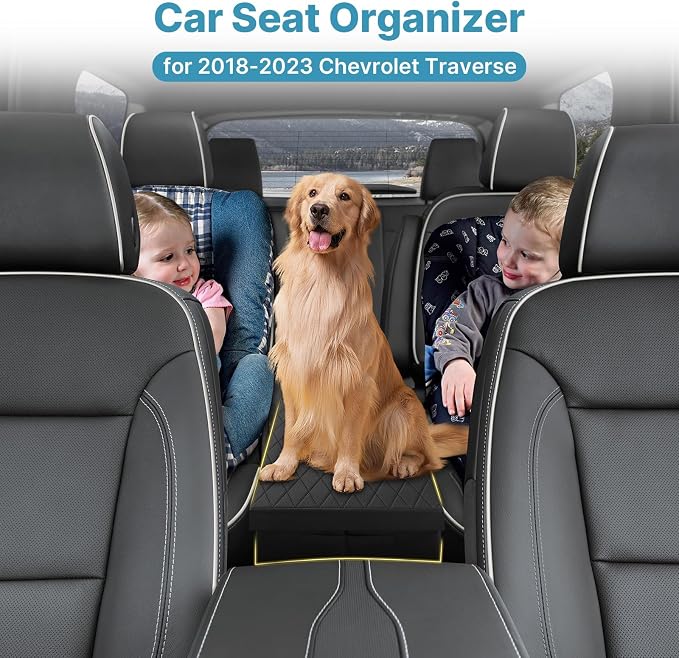 Mixsuper Liner Car Seat Organizer for Chevrolet Traverse 2018-2026, Console Organizer Backseat Box for Chevy Traverse, Dog Toy Box Storage Bin Kids Toys Baby Supplies Travel Accessories