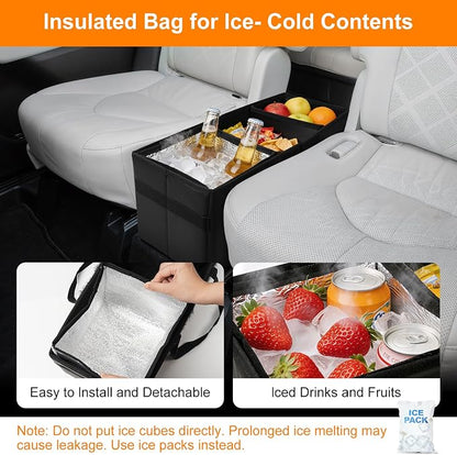 Car Seat Organizer for Kia Telluride 2020-2026 w/Built-In Cooler Bag, Telluride Second Car Console Organizer w/Non-Slip Strips, Foldable Backseat Organize for Dog Toys Kids Snacks Travel Storage Box