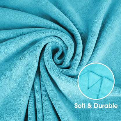JML Microfiber Bath Towel Set, 6 Pack, 27" x 55", Purple/Grey/Light Blue | Extra Absorbent, Fast Drying, Lint Free, Fade Resistant, Hanging Loop, Multipurpose for Swimming, Fitness, Sport, Yoga