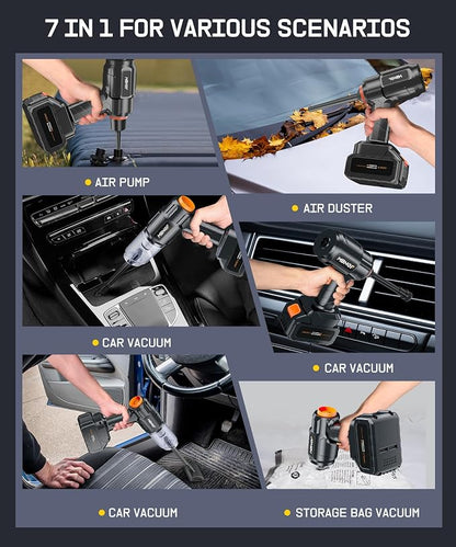 Car Vacuum Portable Cordless, High Power Suction & Blower, Handheld Vacuum Cleaner for Car, Home, Desktop, Keyboard,Birthday Gifts for Men Dad Husband(Ebony Black)