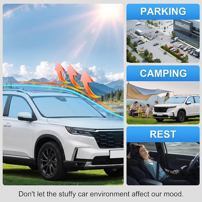 Windshield Sun Shade Sunshade for Honda Pilot 2016-2026 | Custom Fit Windshield Cover, Blocks UV Rays, Double-Layer Heat Shield, Durable Frame, Easy Fold & Storage