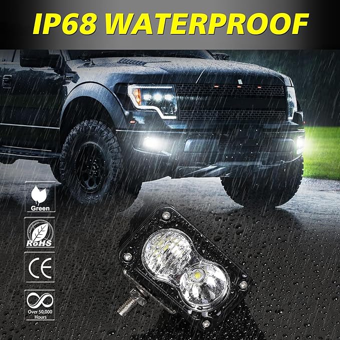 LED Pods, AKD Part 3 Inch CREE LED Off Road Driving Lights 40W Spot Flood Combo Small Ditch Light Fog Lights Pods 2 Packs for Truck Motorcycle SUV UTV ATV Dirt Bike Surron